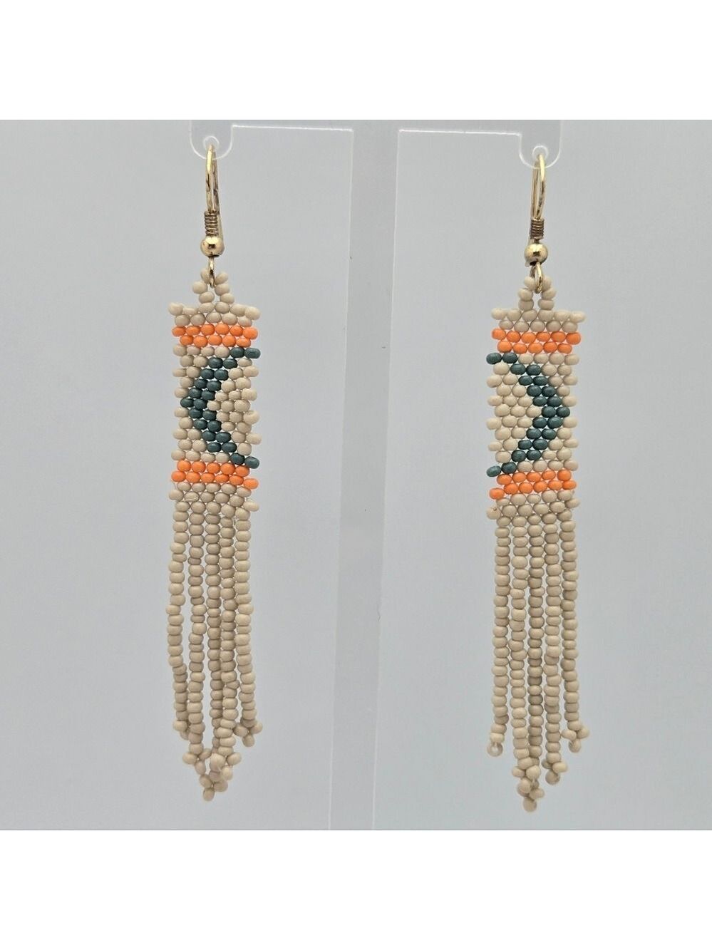 Ink + Alloy Handmade Iceland Arrow Seed Bead Designer Earrings 3.5''